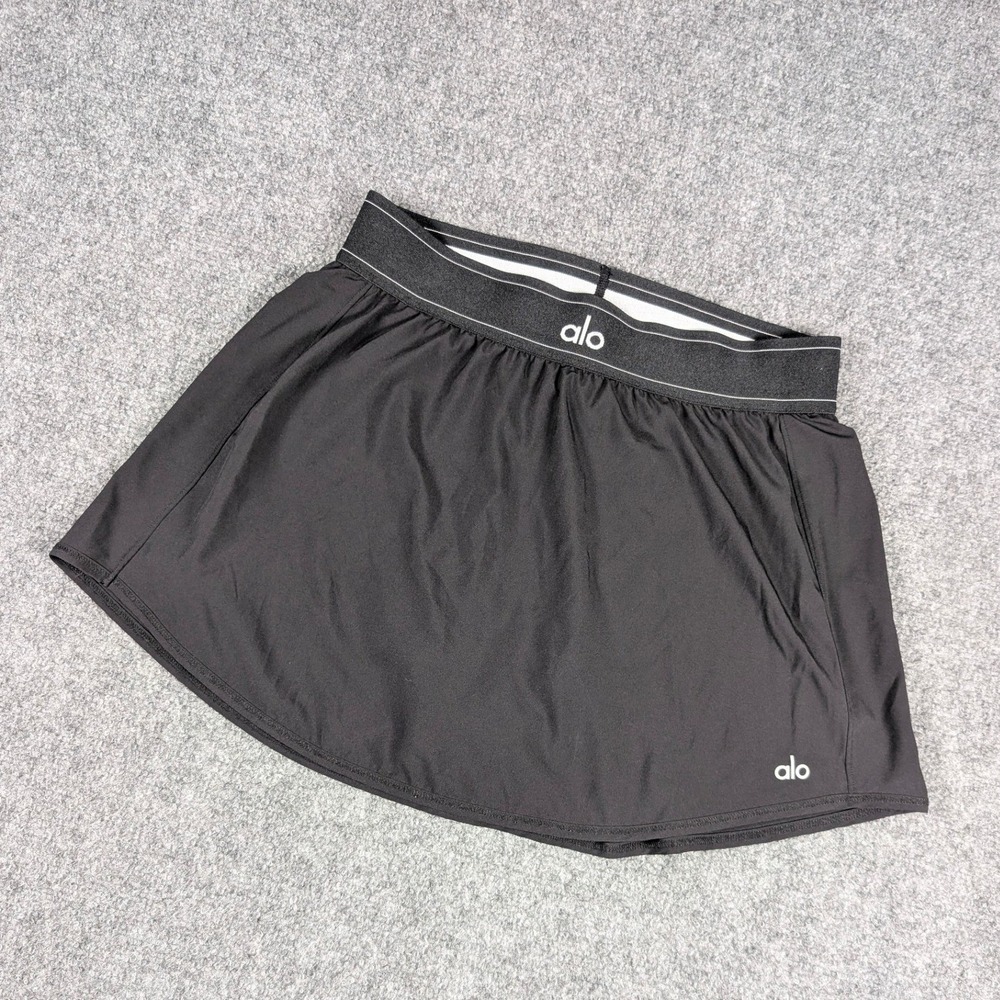 Alo Yoga Match Point Tennis Skirt Women M Black Athletic Golf Activewear Skort